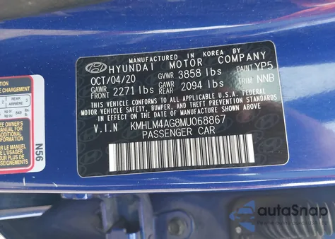 2021 Hyundai Elantra Sel из США, поврежденный, VIN KMHLM4AG8MU068867